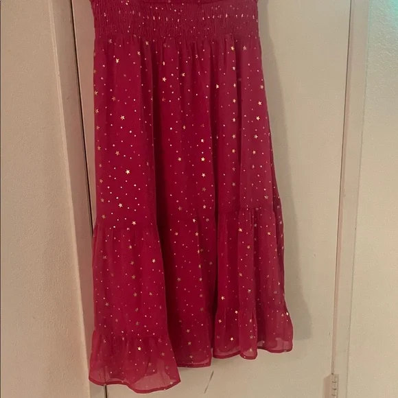 Allegra K Smocked Waist Gilding Metallic Stars Chiffon Dress - Picture 7 of 11